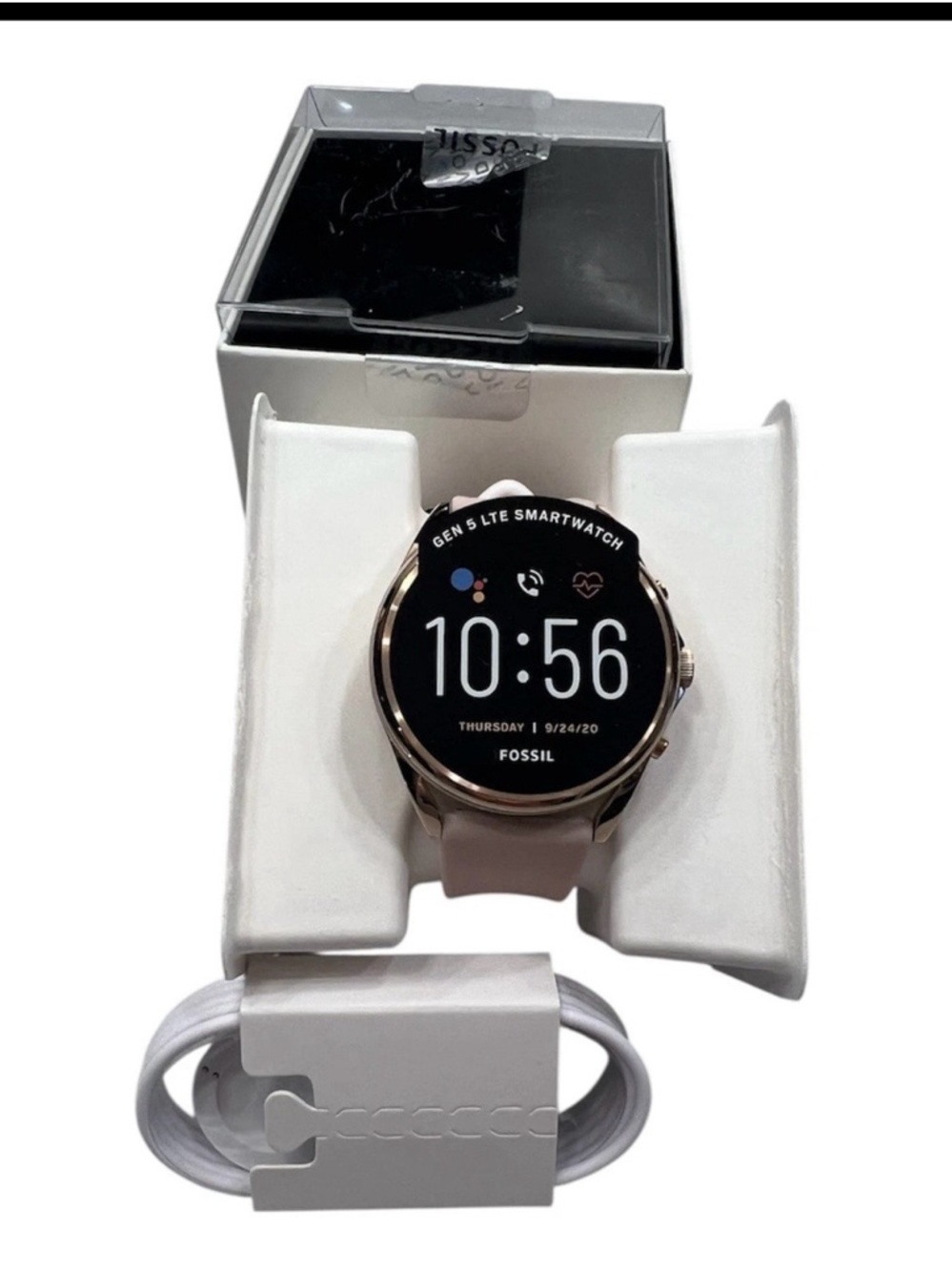 NWT Fossil Gen 5 LTE Rose Gold Smartwatch with Light Pink Strap